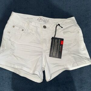 White jean shorts